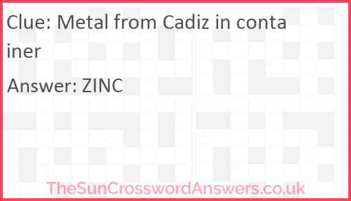 Metal from Cadiz in container Answer
