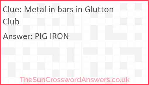 Metal in bars in Glutton Club Answer