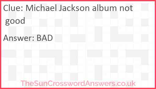 Michael Jackson album not good Answer
