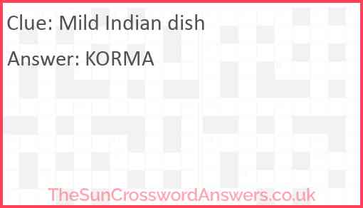 Mild Indian dish Answer