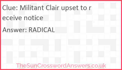 Militant Clair upset to receive notice Answer