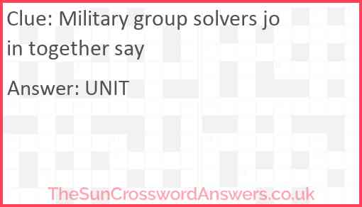 Military group solvers join together say Answer