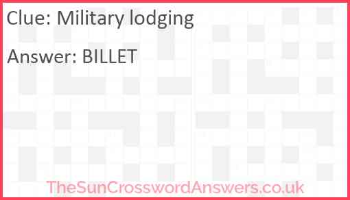 Military lodging Answer