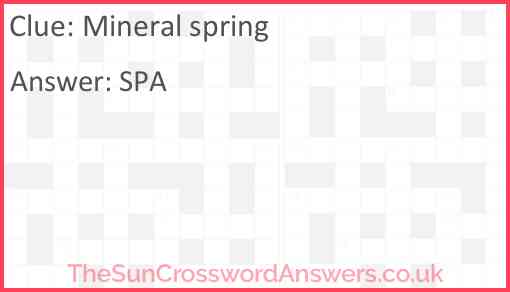 Mineral spring Answer