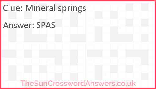 Mineral springs Answer