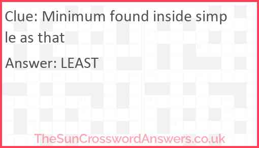 Minimum found inside simple as that Answer