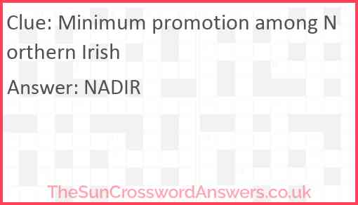 Minimum promotion among Northern Irish Answer