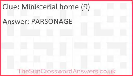 Ministerial home (9) Answer