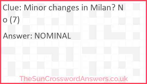 Minor changes in Milan? No (7) Answer
