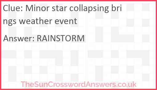 Minor star collapsing brings weather event Answer
