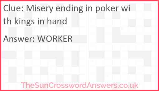 Misery ending in poker with kings in hand Answer