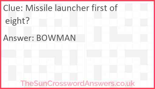 Missile launcher first of eight? Answer