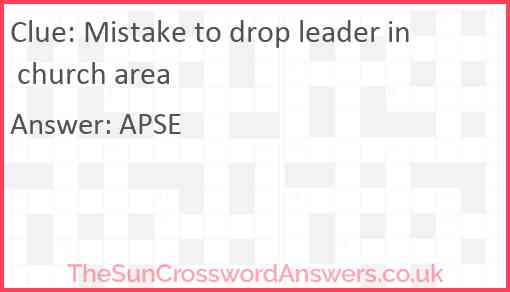 Mistake to drop leader in church area Answer