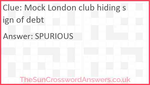 Mock London club hiding sign of debt Answer