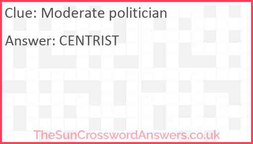Moderate politician Answer