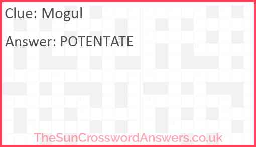 Mogul crossword clue TheSunCrosswordAnswers co uk