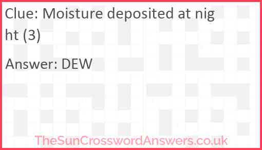 Moisture deposited at night (3) Answer