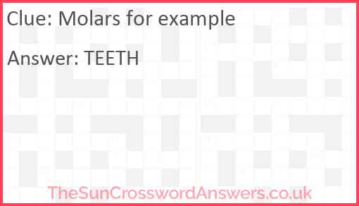 Molars for example Answer
