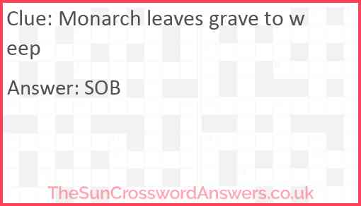 Monarch leaves grave to weep Answer