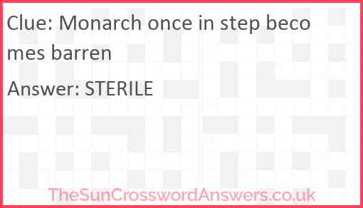 Monarch once in step becomes barren Answer