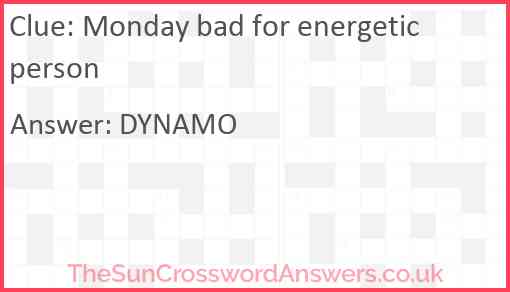 Monday bad for energetic person Answer