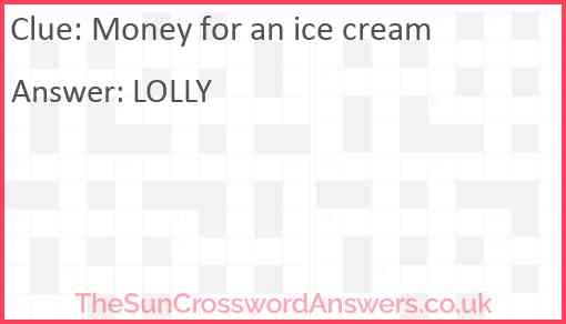 Money for an ice cream Answer