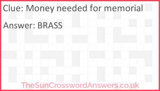 Money needed for memorial Answer