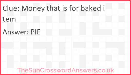 Money that is for baked item Answer