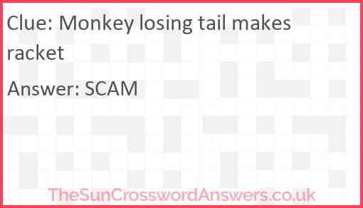 Monkey losing tail makes racket Answer