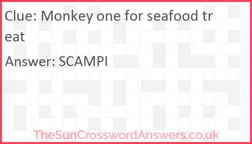 Monkey one for seafood treat Answer