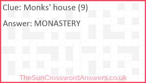 Monks' house (9) Answer