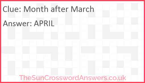 Month after March Answer