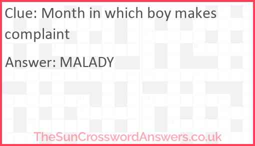 Month in which boy makes complaint Answer