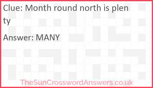 Month round north is plenty Answer