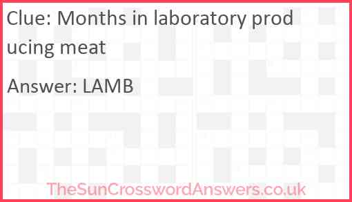 Months in laboratory producing meat Answer