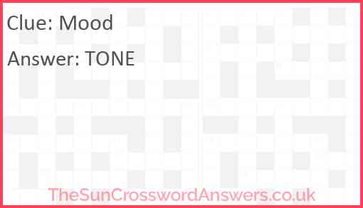 Mood crossword clue TheSunCrosswordAnswers co uk