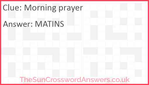Morning prayer Answer