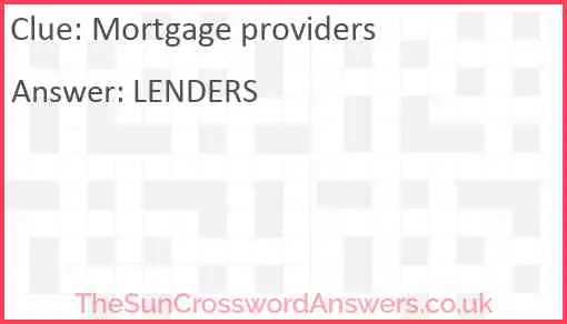 Mortgage providers Answer