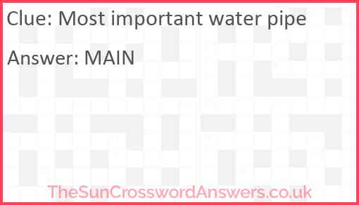 Most important water pipe Answer