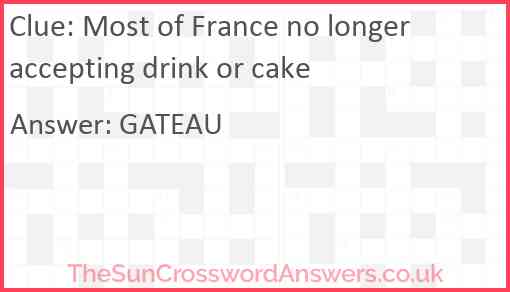 Most of France no longer accepting drink or cake Answer