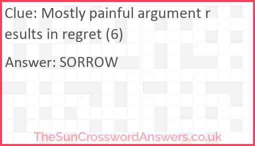 Mostly painful argument results in regret (6) Answer