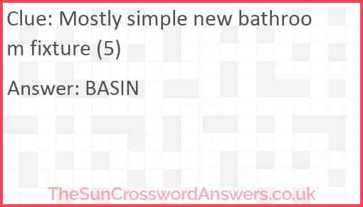 Mostly simple new bathroom fixture (5) Answer