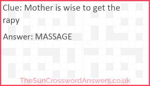 Mother is wise to get therapy Answer