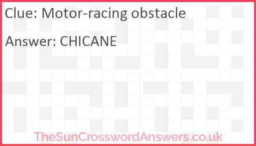 Motor-racing obstacle Answer