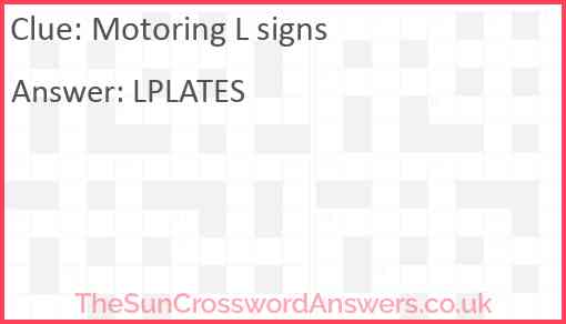 Motoring L signs Answer