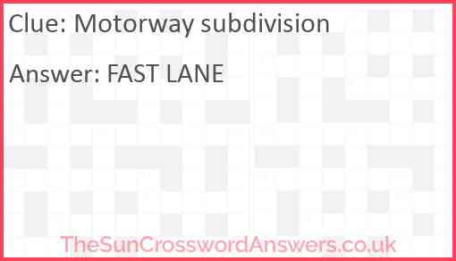 Motorway subdivision Answer