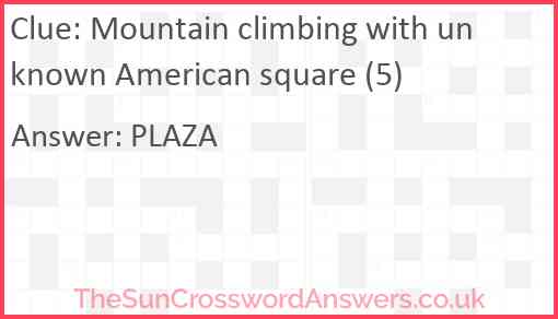 Mountain climbing with unknown American square (5) Answer