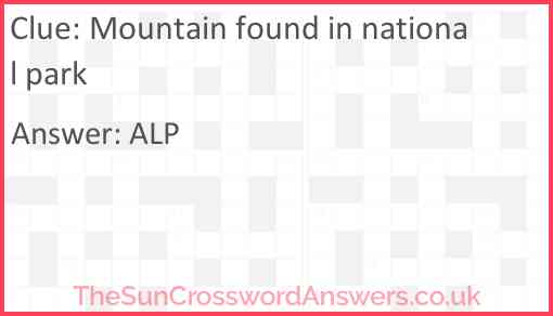 Mountain found in national park Answer