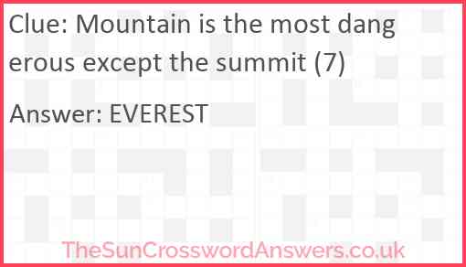 Mountain is the most dangerous except the summit (7) Answer