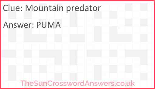 Mountain predator Answer